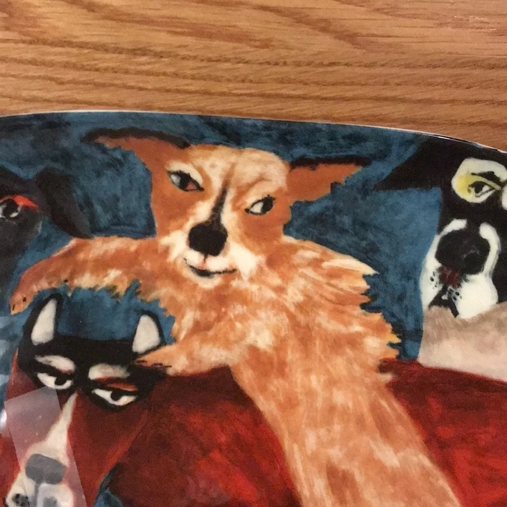 NWT Anthropologie Carole Atkins Furry Friends Platter